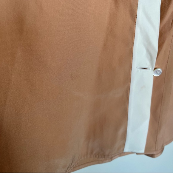 CELINE Nude Coral/Tan 100% Silk Blouse - Picture 4 of 7